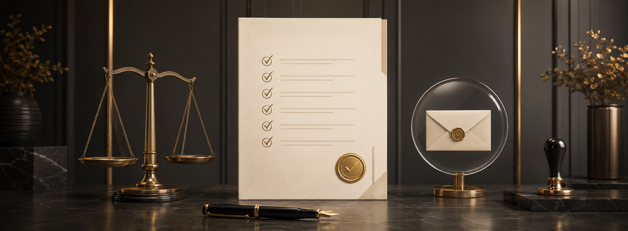 Balança da Justiça, documento de conformidade e comunicação protegida